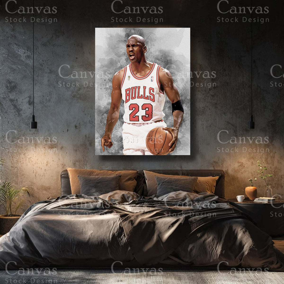 Michael Jordan premium basketball canvas with black floating frame