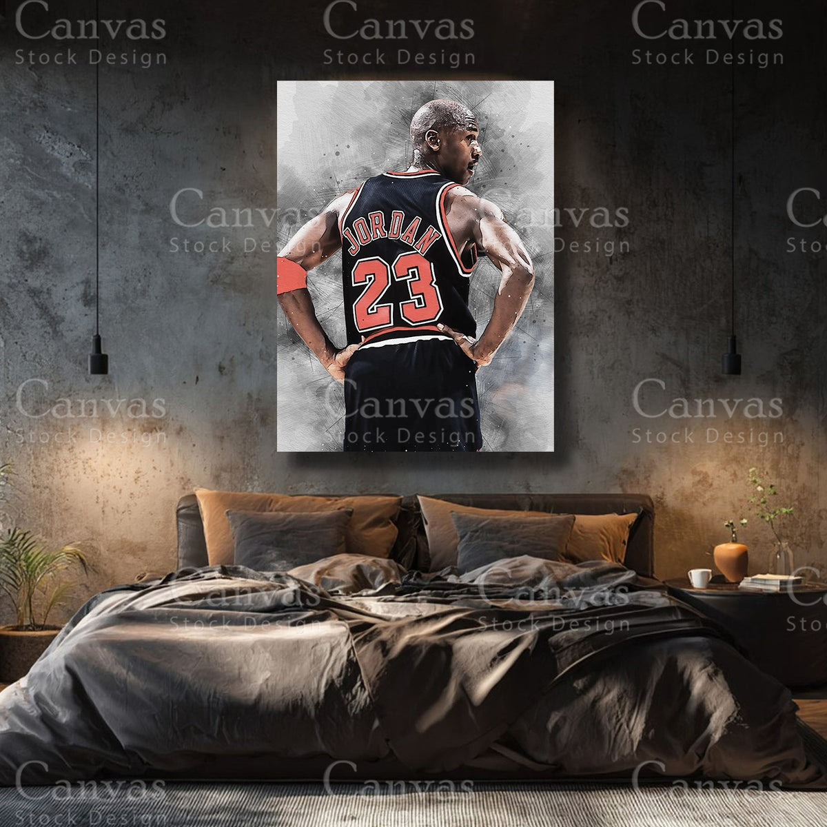 Michael Jordan premium basketball canvas with black floating frame