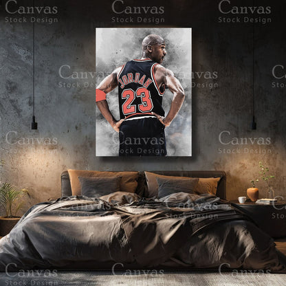 Michael Jordan premium basketball canvas with black floating frame