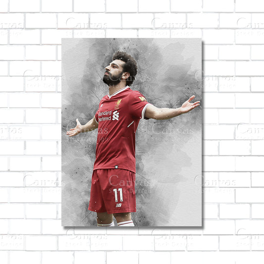 Mohamed Salah soccer star canvas wall art – soccer poster print for sports rooms and fan caves
