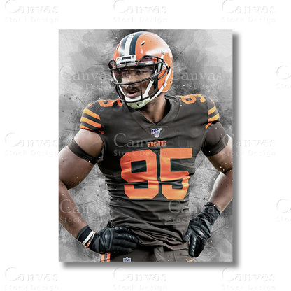 Myles Garrett Defensive Football Canvas Wall Art