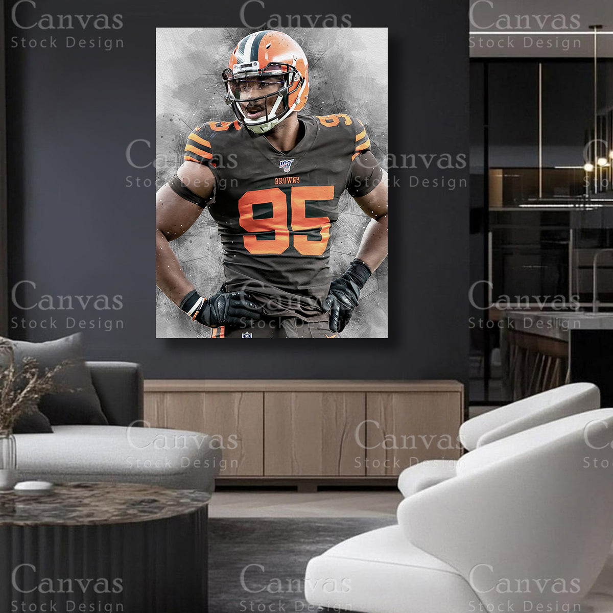 Myles Garrett statement football canvas art