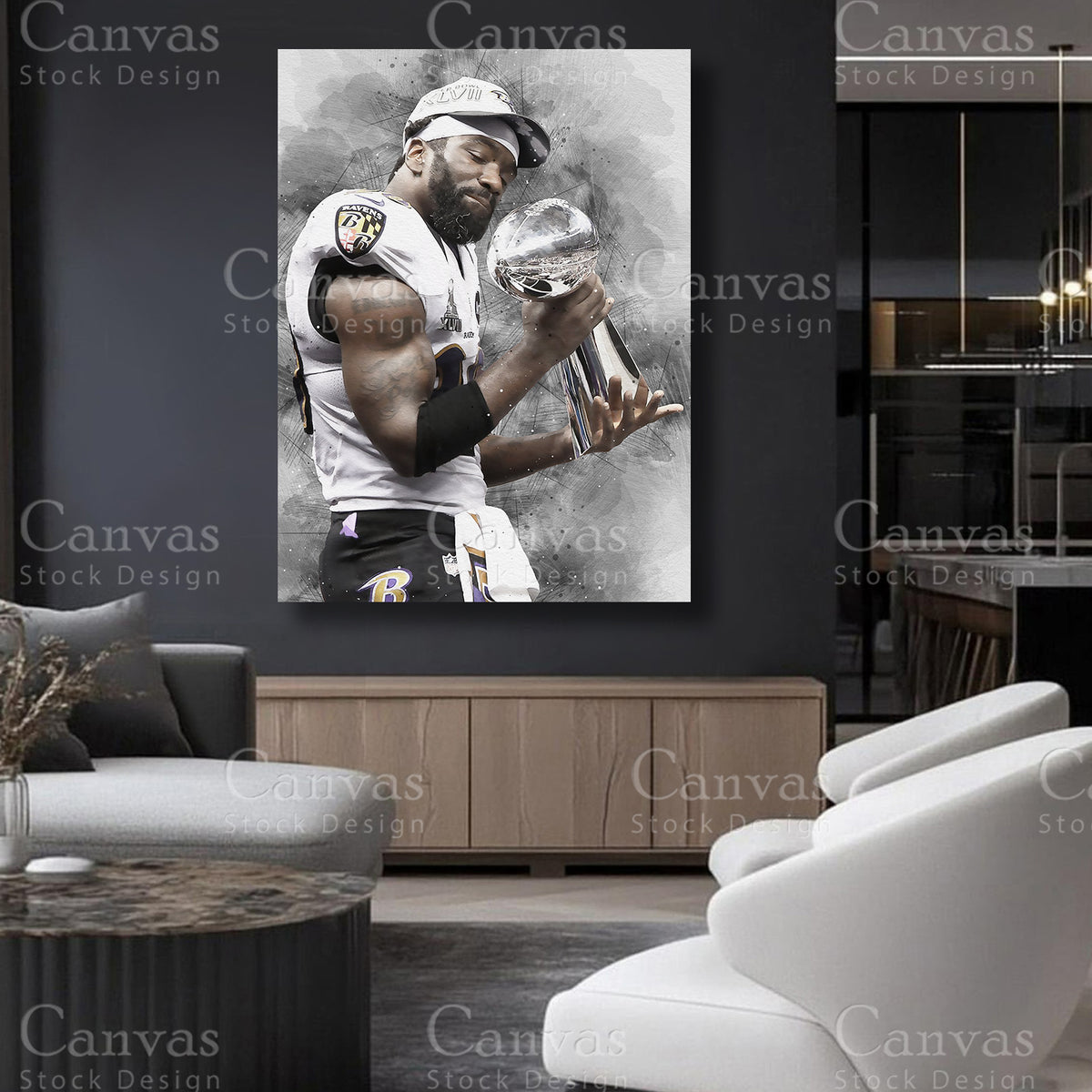 NFL defensive back inspired wall artwork featuring Ed Reed
