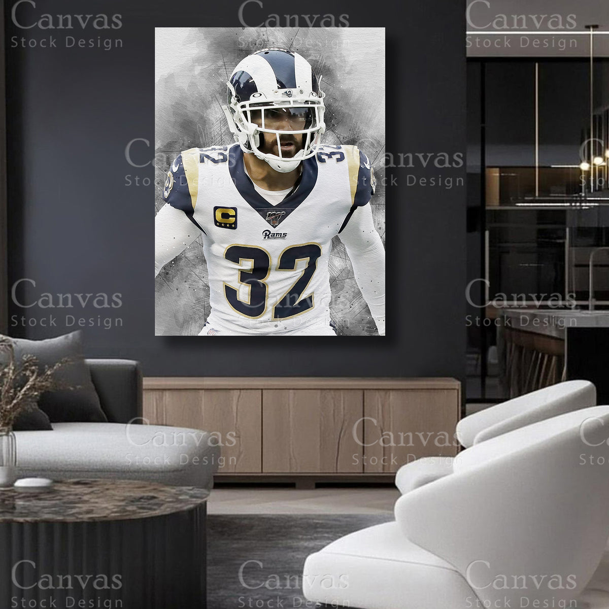 NFL defensive back themed canvas artwork inspired by Eric Weddle