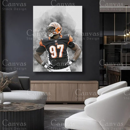 NFL defensive line inspired canvas artwork featuring Geno Atkins