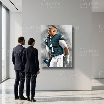 NFL quarterback themed Jalen Hurts wall canvas