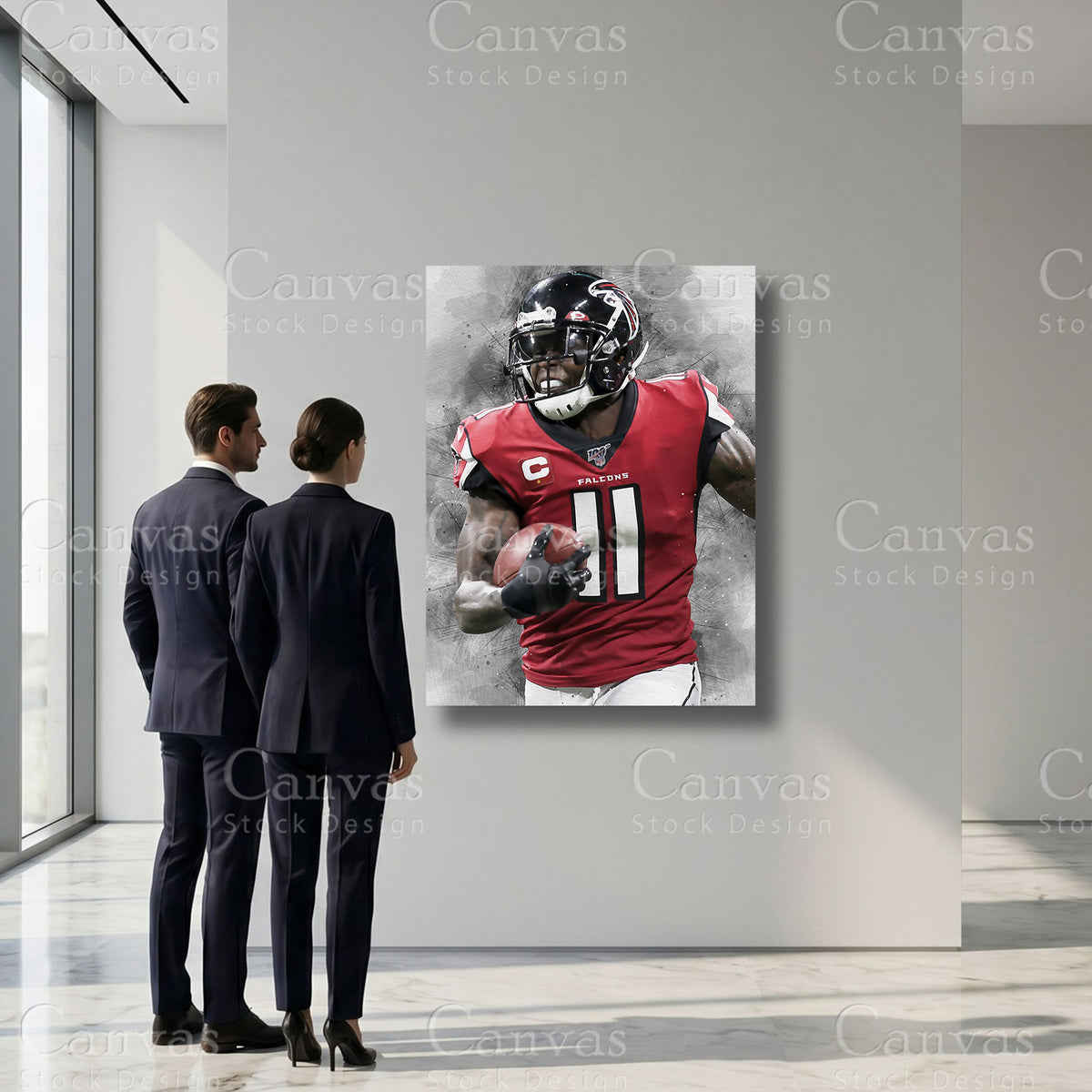 NFL receiver themed Julio Jones canvas for a fan display