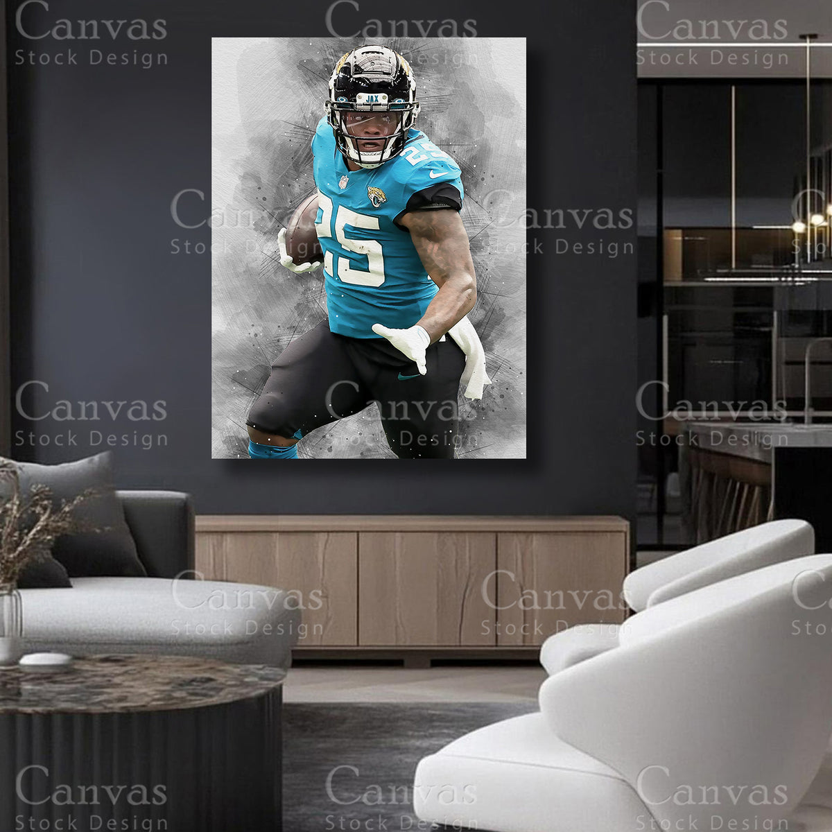 NFL themed canvas artwork inspired by James Robinson