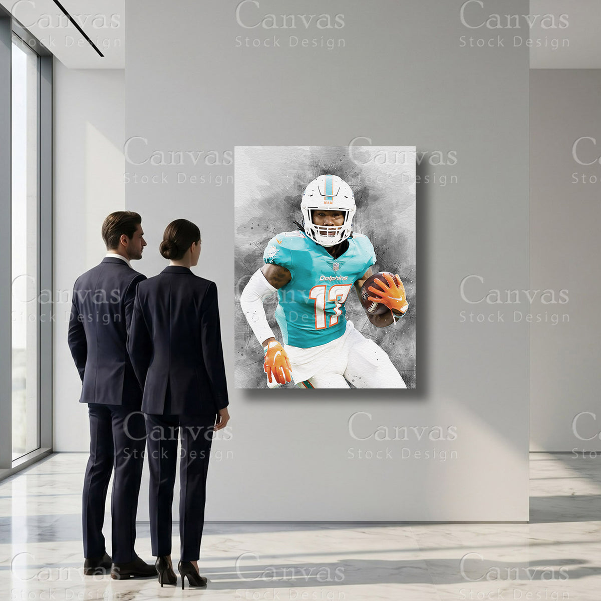 NFL wide receiver themed Jaylen Waddle wall print