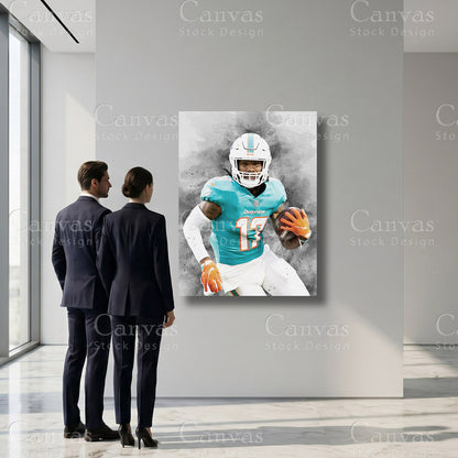 NFL wide receiver themed Jaylen Waddle wall print