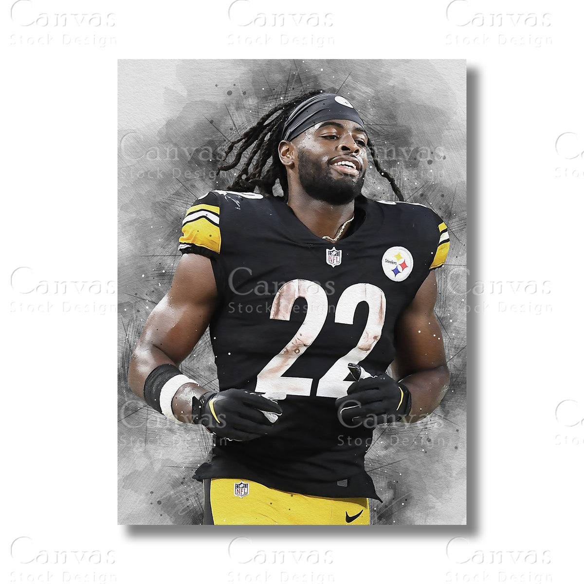 Najee Harris Powerful Football Canvas Wall Art