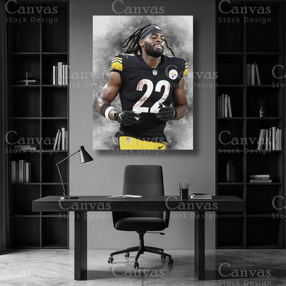 Najee Harris running back wall art on premium canvas