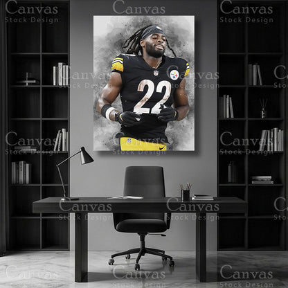 Najee Harris running back wall art on premium canvas