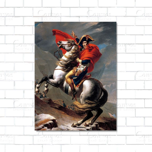 Napoleon Crossing the Alps painting – historical military art canvas wall print