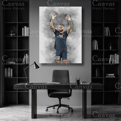 Neymar Jr Football Canvas Wall Art