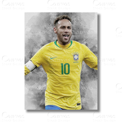 Neymar Jr Signature Football Canvas Wall Art