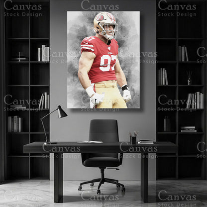 Nick Bosa defensive end wall art on premium canvas