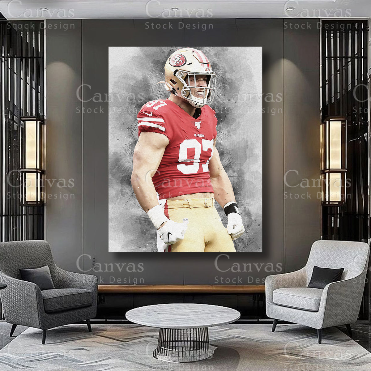 Nick Bosa football athlete canvas artwork