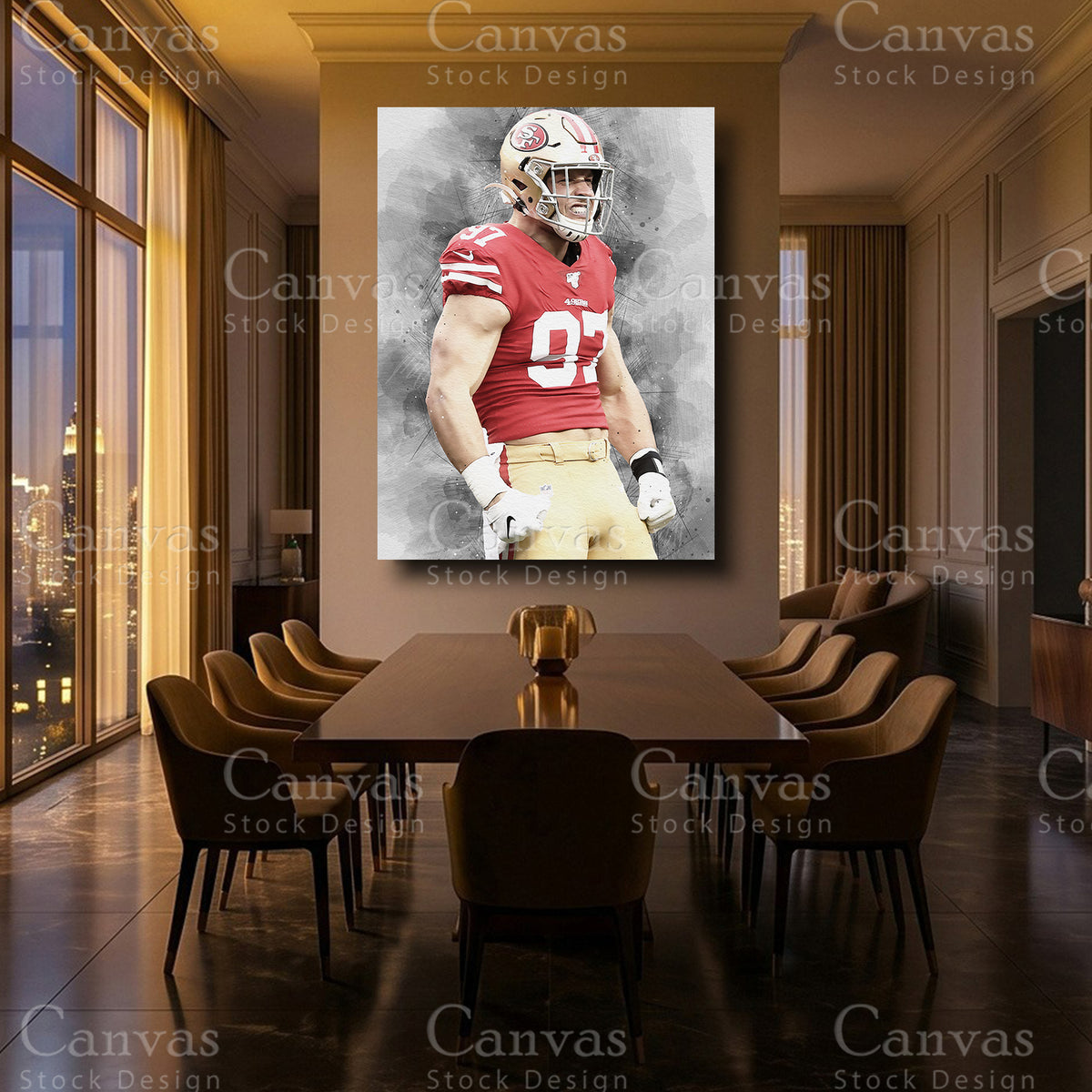 Nick Bosa luxury NFL canvas wall art