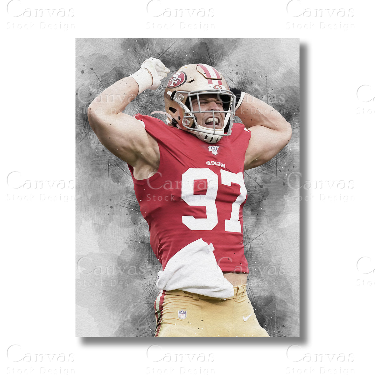 Nick Bosa Elite Defensive End Canvas Wall Art