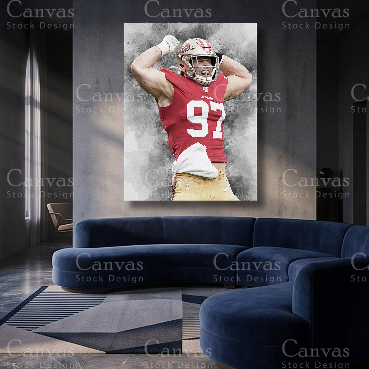 Nick Bosa Elite Defensive End Canvas Wall Art