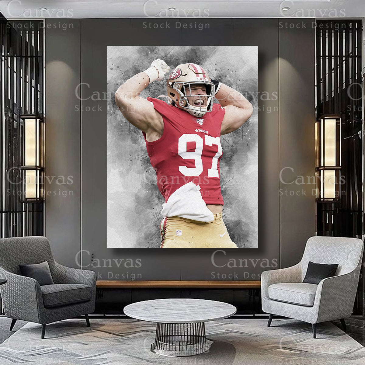 Nick Bosa Elite Defensive End Canvas Wall Art