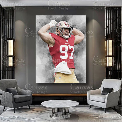 Nick Bosa Elite Defensive End Canvas Wall Art