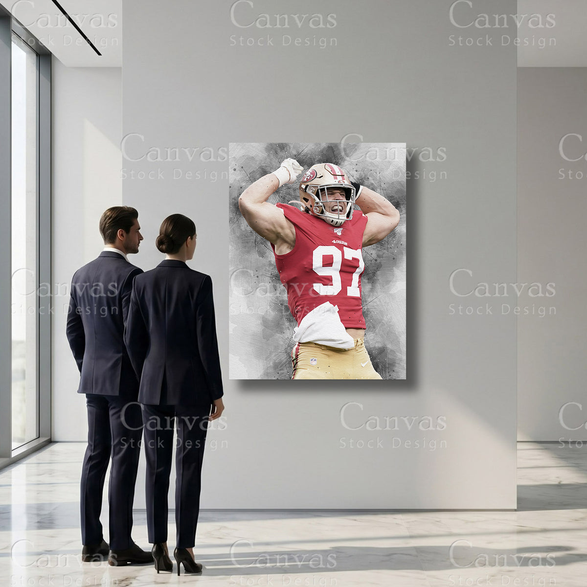 Nick Bosa Elite Defensive End Canvas Wall Art