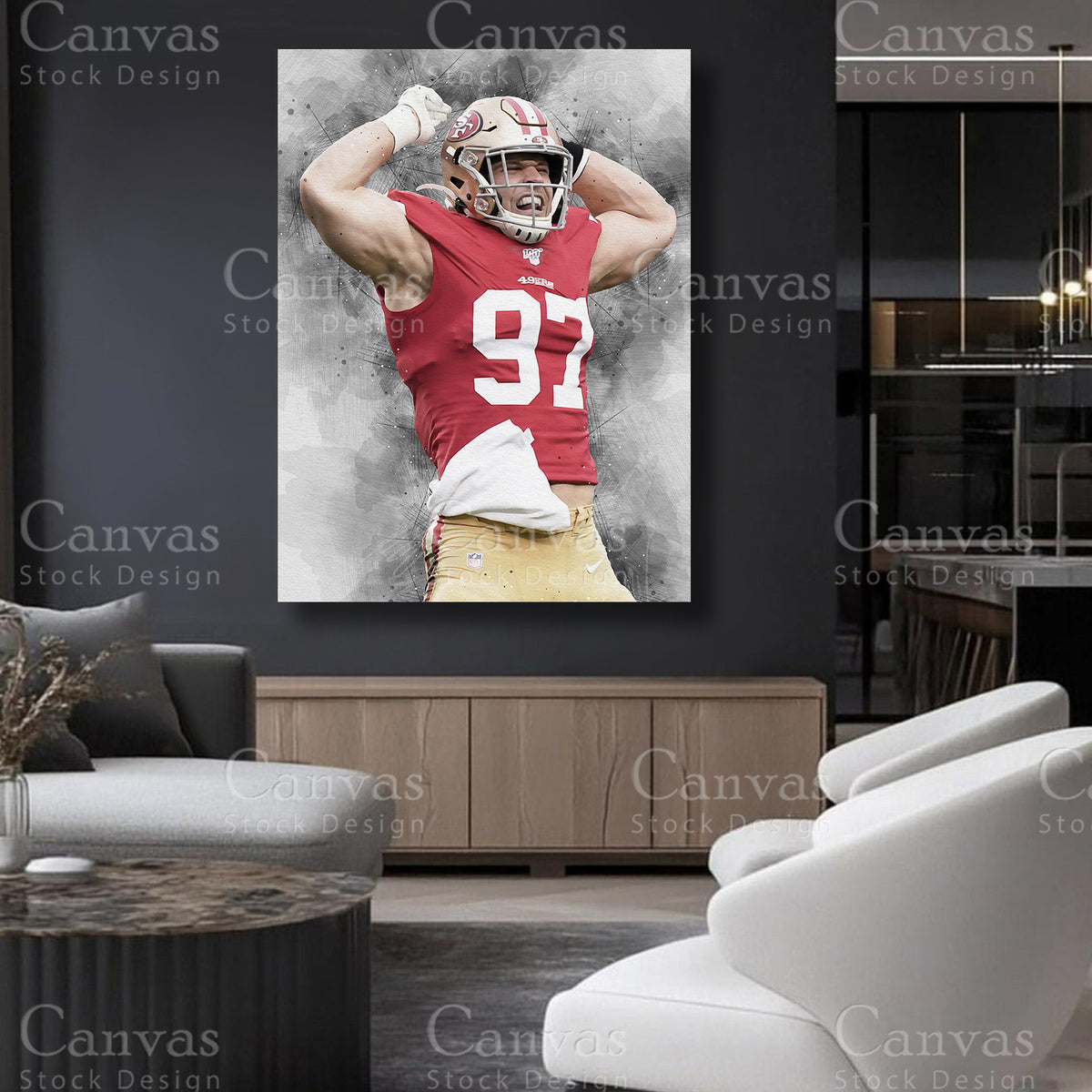 Nick Bosa Elite Defensive End Canvas Wall Art