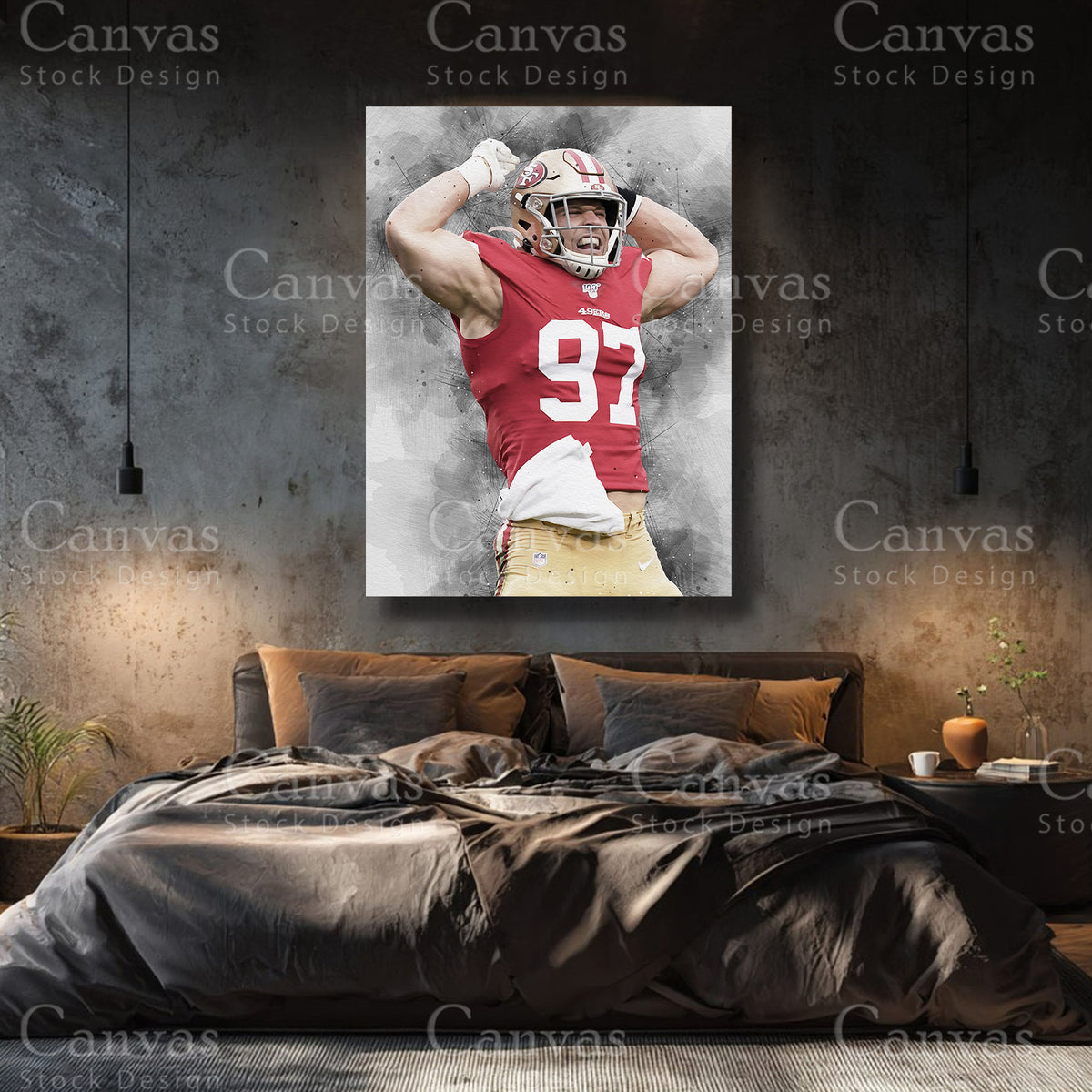 Nick Bosa Elite Defensive End Canvas Wall Art