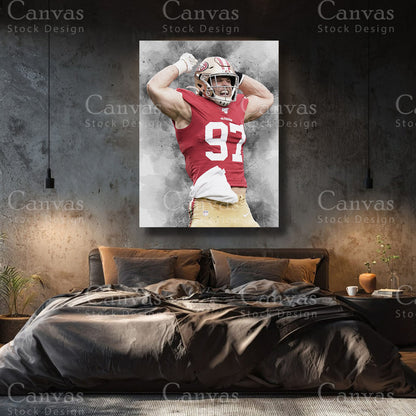 Nick Bosa Elite Defensive End Canvas Wall Art