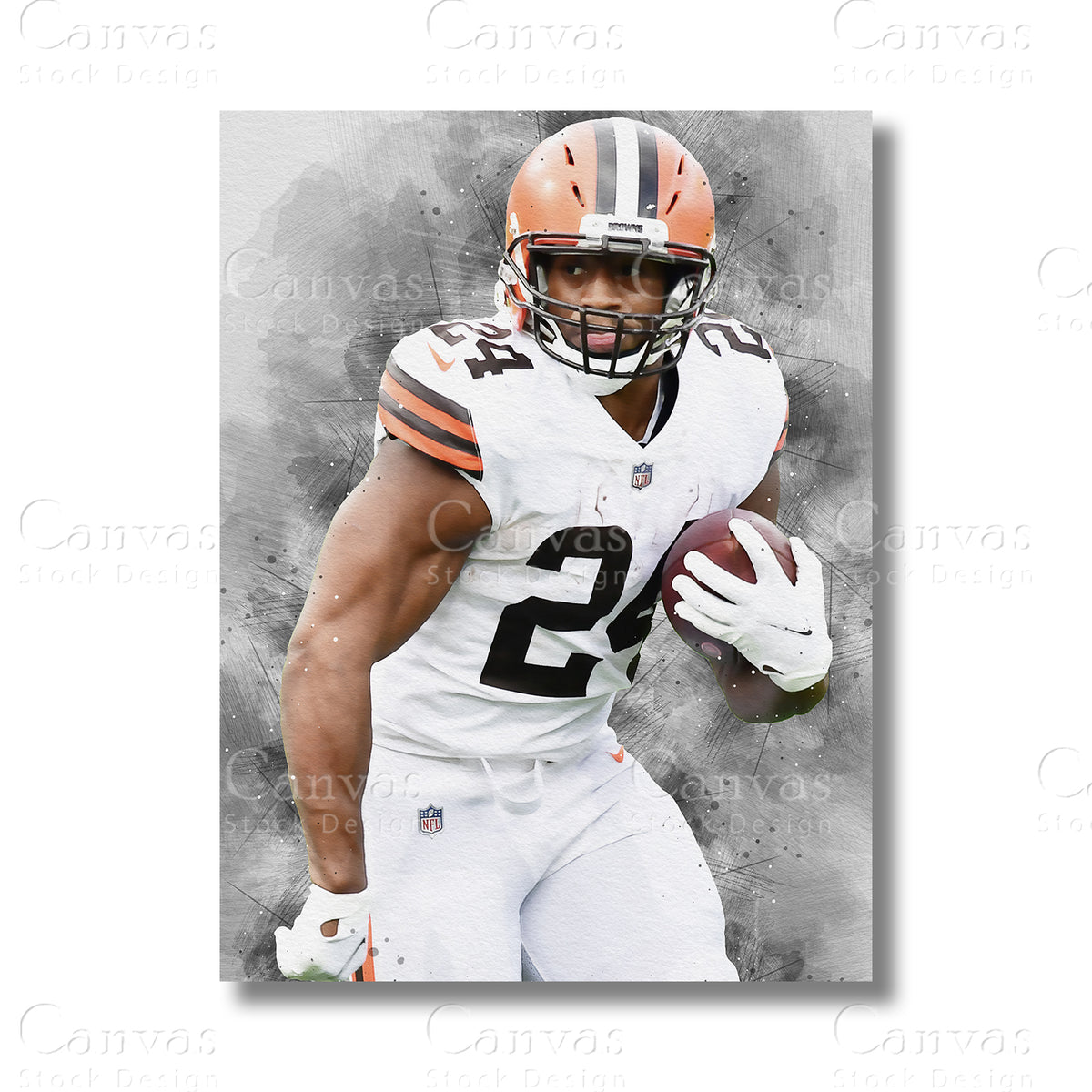 Nick Chubb Power Running Back Canvas Wall Art