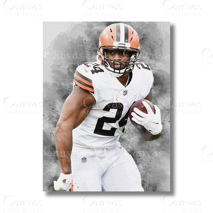 Nick Chubb Power Running Back Canvas Wall Art