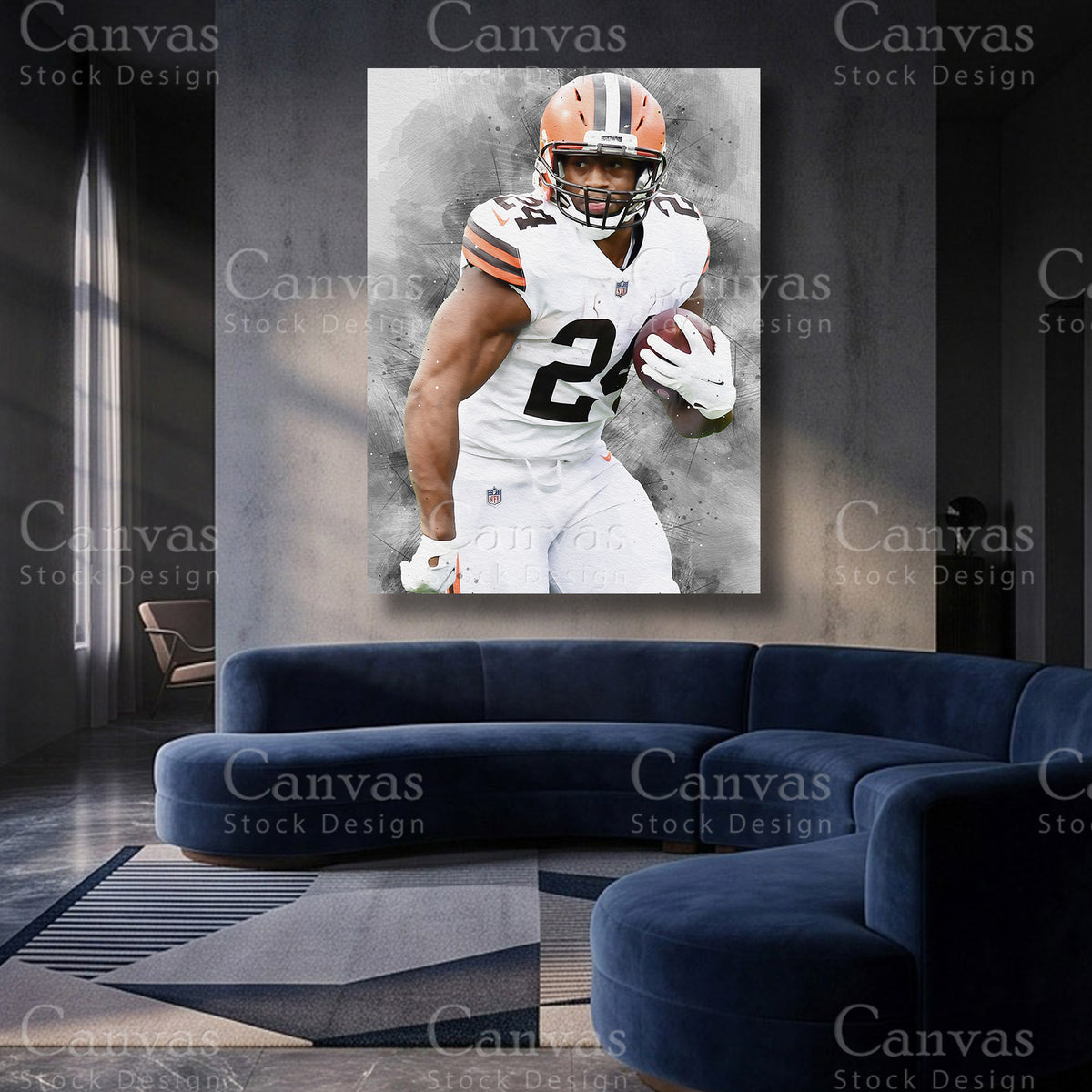 Nick Chubb NFL canvas artwork
