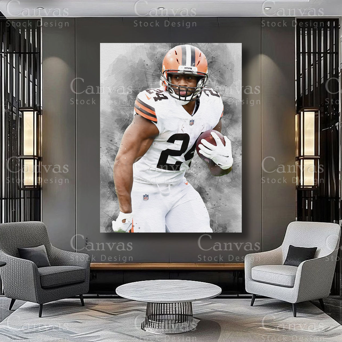 Nick Chubb football athlete canvas artwork