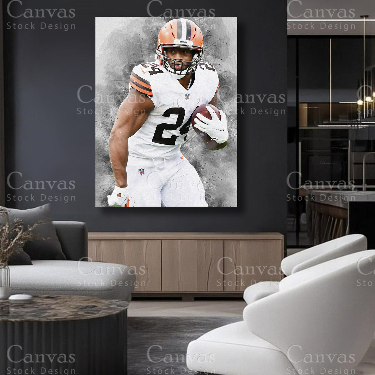 Nick Chubb running back sports artwork