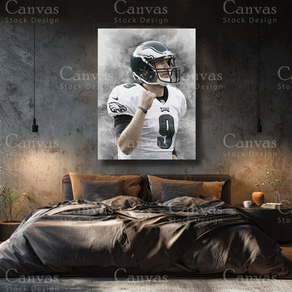 Nick Foles premium football canvas with black floating frame