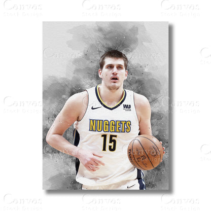 Nikola Jokić Masterful Basketball Canvas Wall Art