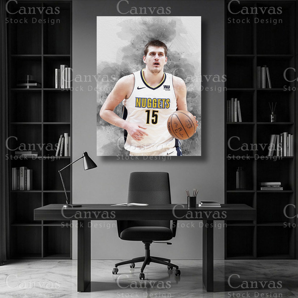 Nikola Jokić basketball wall art on premium canvas