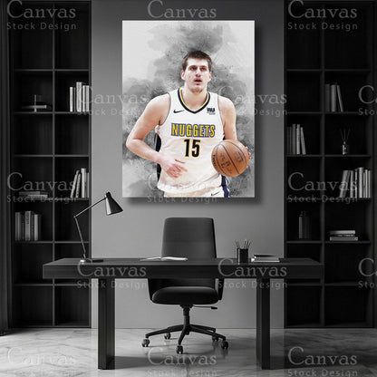 Nikola Jokić basketball wall art on premium canvas