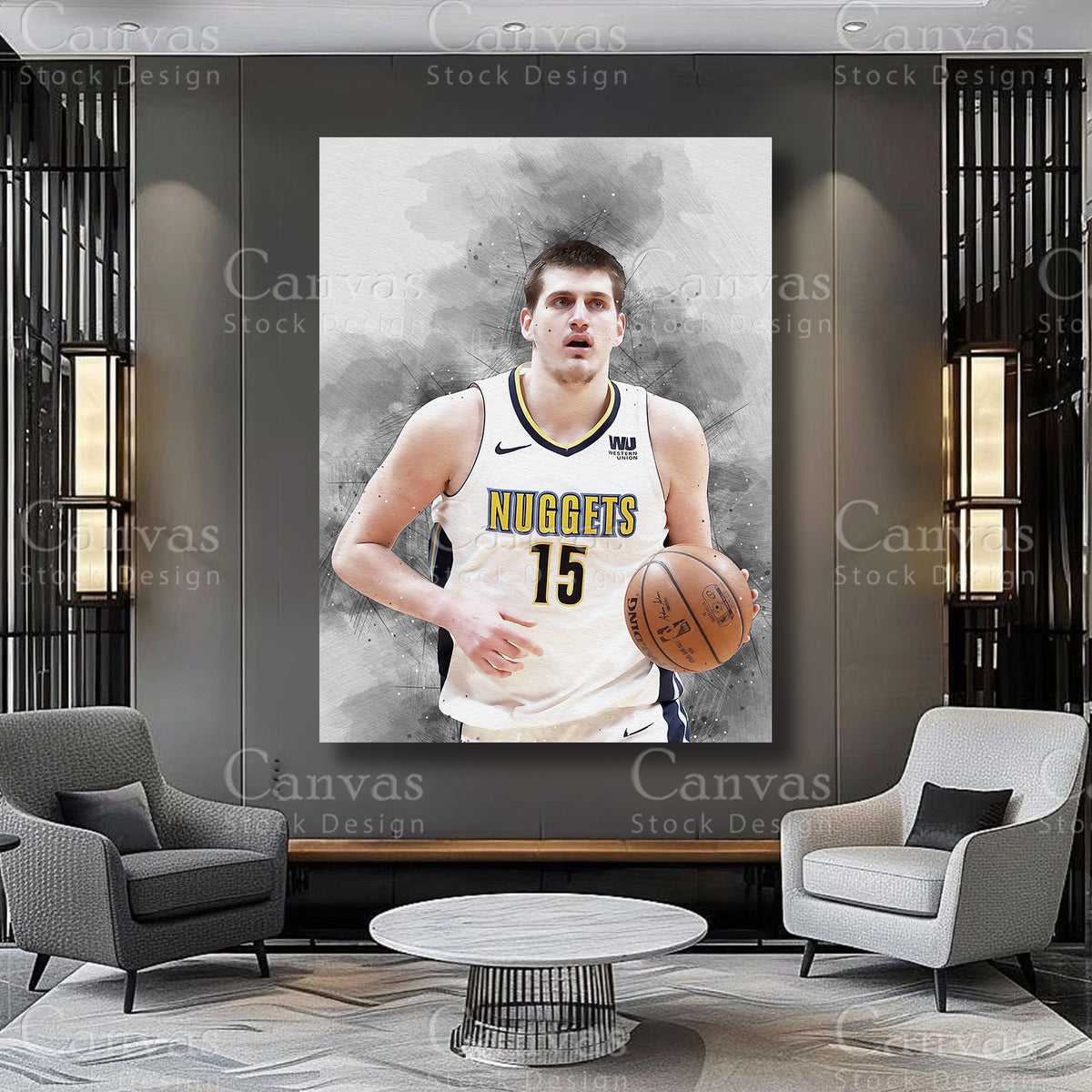 Nikola Jokić athlete artwork for sophisticated interiors