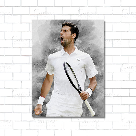 Novak Djokovic tennis legend canvas wall art – tennis poster print for sports rooms and fan caves