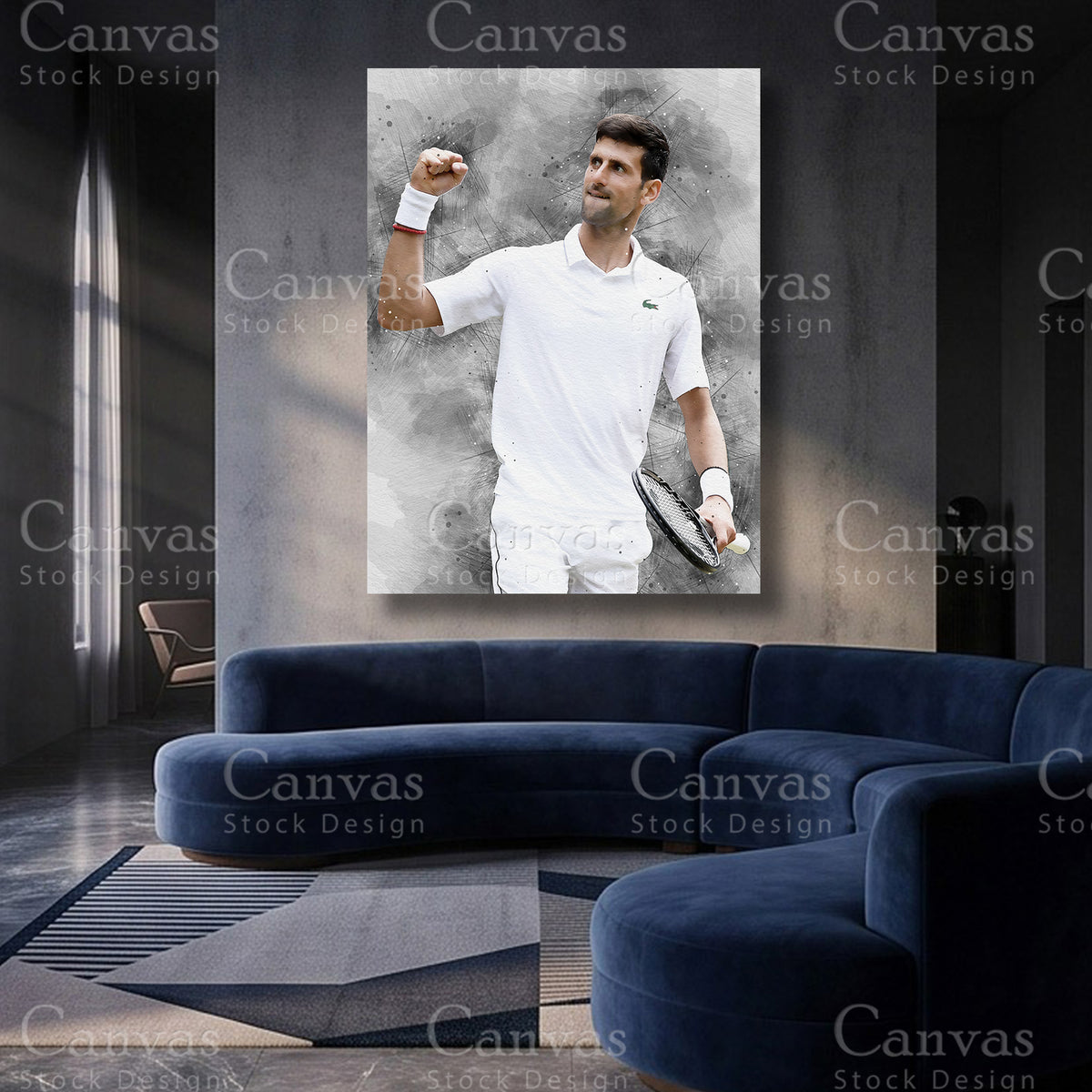 Novak Djokovic Tennis Canvas Artwork