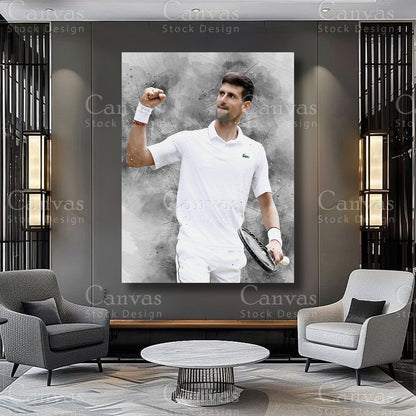 Novak Djokovic Athlete Artwork on Premium Canvas