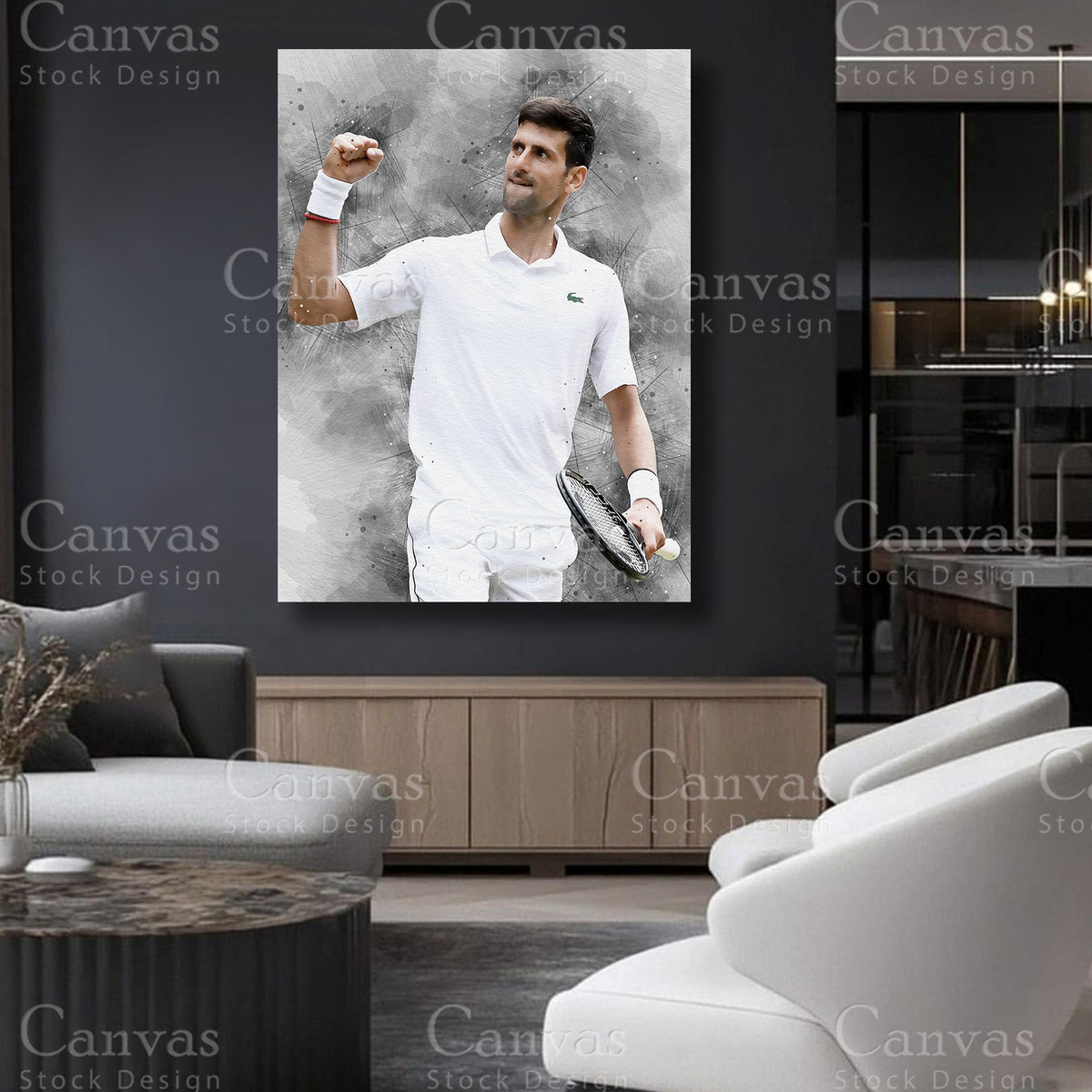 Novak Djokovic Canvas Artwork for Sophisticated Interiors
