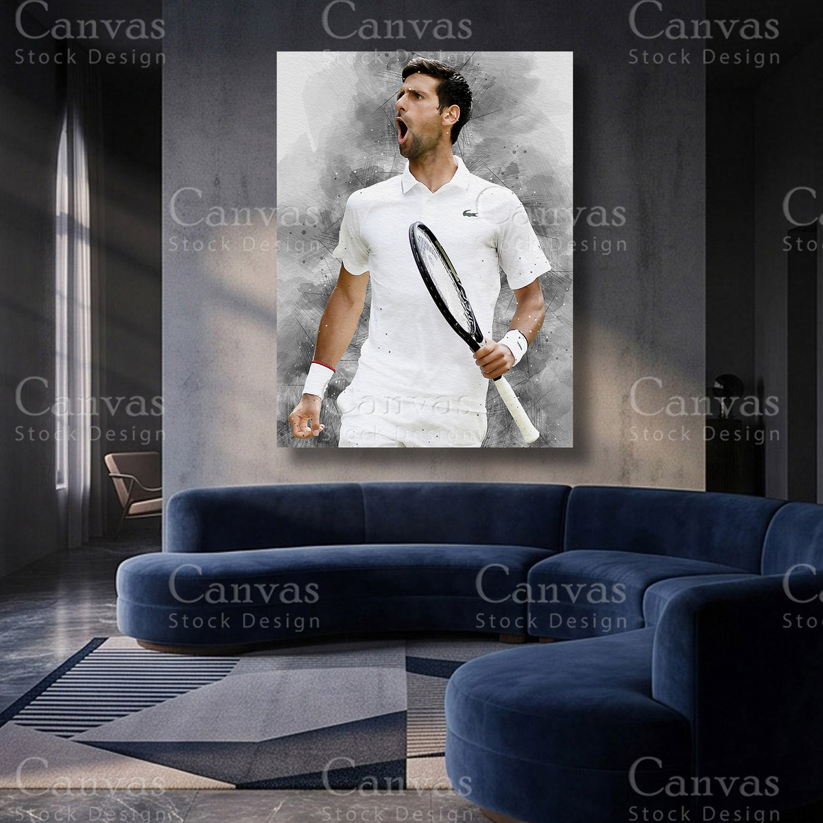 Novak Djokovic Tennis Canvas Artwork