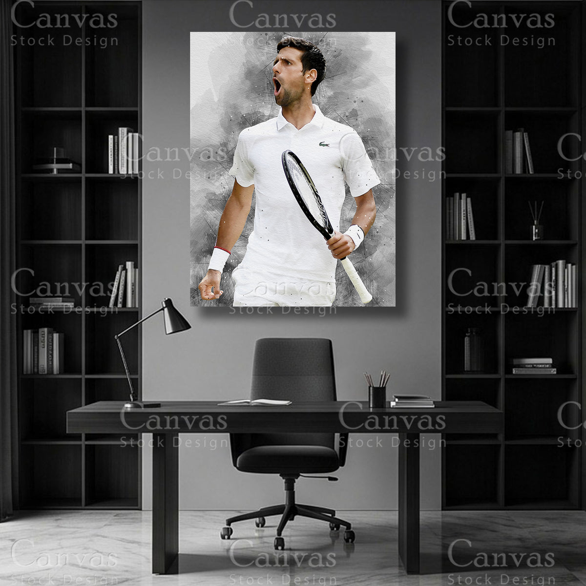 Novak Djokovic Tennis Player Wall Art on Premium Canvas