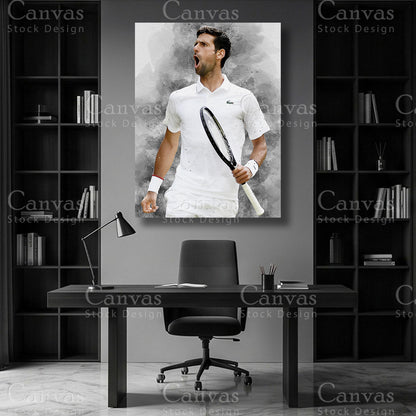 Novak Djokovic Tennis Player Wall Art on Premium Canvas