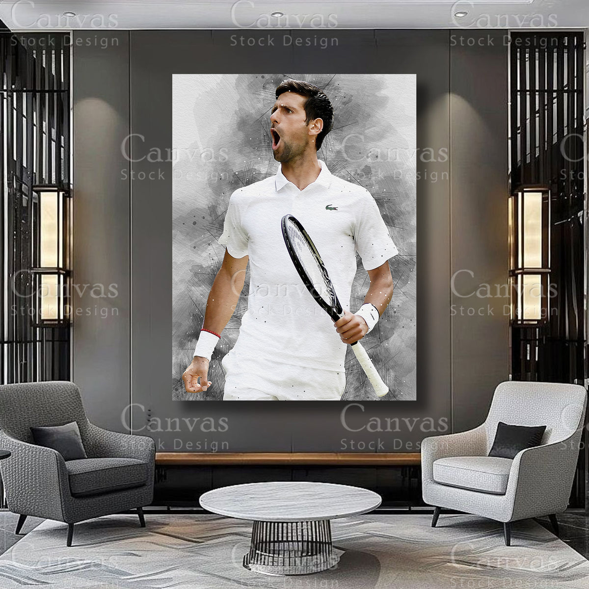 Novak Djokovic Athlete Canvas Wall Art