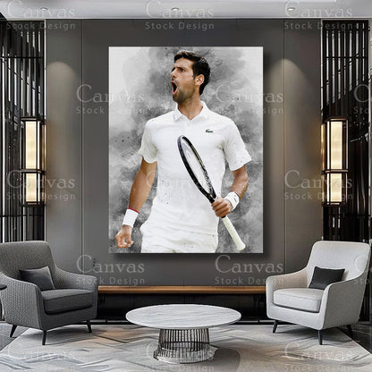 Novak Djokovic Athlete Canvas Wall Art